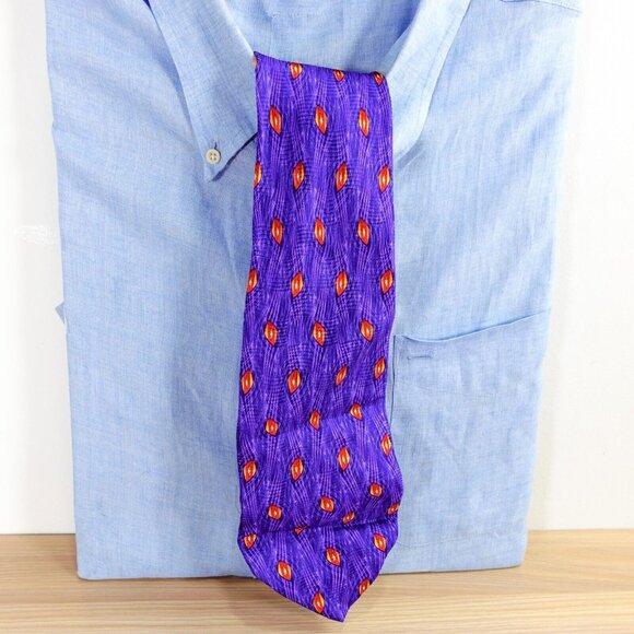 Robert Talbott Studio Neck Tie Men Purple Silk Fancy Bold Hand Sewn Designer USA - Picture 1 of 9